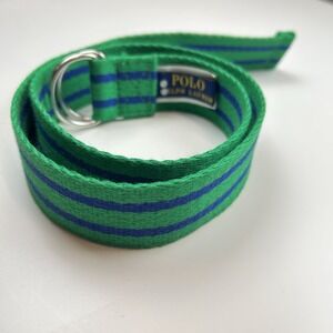 Polo Ralph Lauren Green Blue Woven Fabric Belt‎ D Ring Medium Ladies Youth Boys